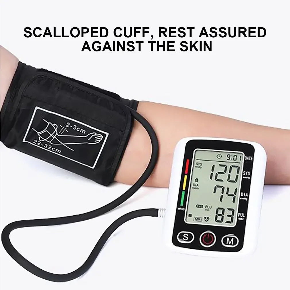 Digital LCD Automatic Blood Pressure Pulse Monitor Sphygmomanometer with voice announcement