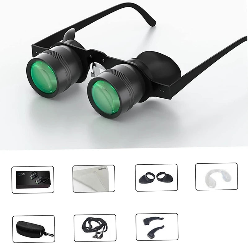 10 Times Glasses Type Telescope Adjustable Professional Hands-free Glasses HD portable telescope Low Light Level Night Vision Anti-dazzling
