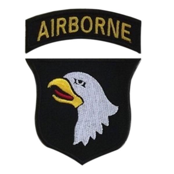 4pcs/Set 101 Airborne Patch PVC Tactical Patches Combat Hook & Loop Armband Rubber Badges for BDU Caps Backpacks Bags Jackets Black