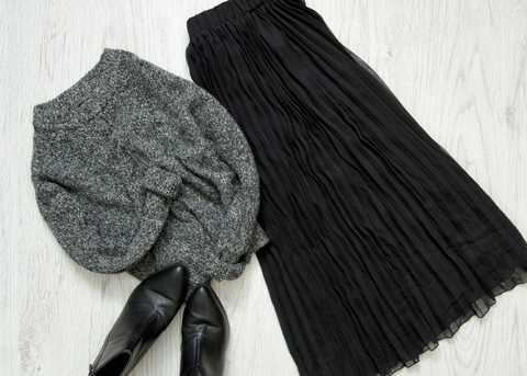 winter outfit with a maxi skirt