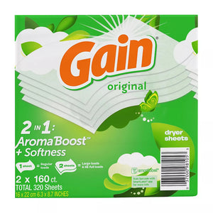 Gain Dryer Sheets with Wrinkle Release - Original Scent, 320 ct. - WBM MART