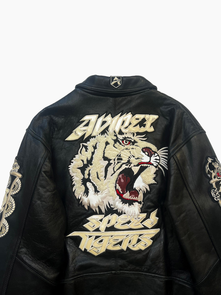 Avirex 'Speed Tiger' Black Leather Jacket 90's – Sekkle