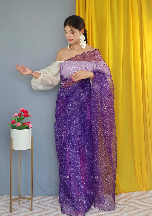 Buy Lavender Organza Saree for Women Online from India's Luxury Designers  2024