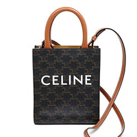 CELINE Shoulder Bag 194372 PVC coated canvas Dark brown Mini Bar Tikal Triomphe