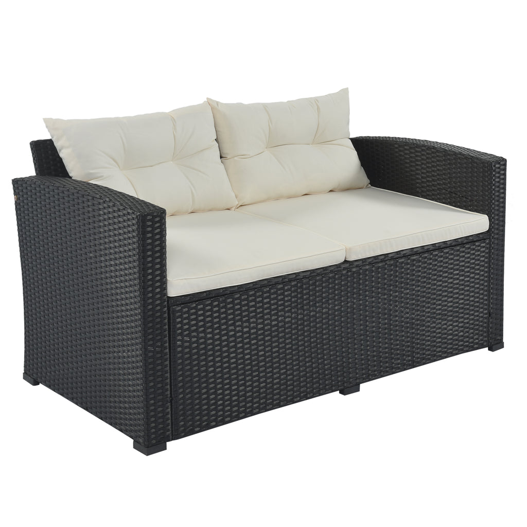 black 2 seater rattan sofa