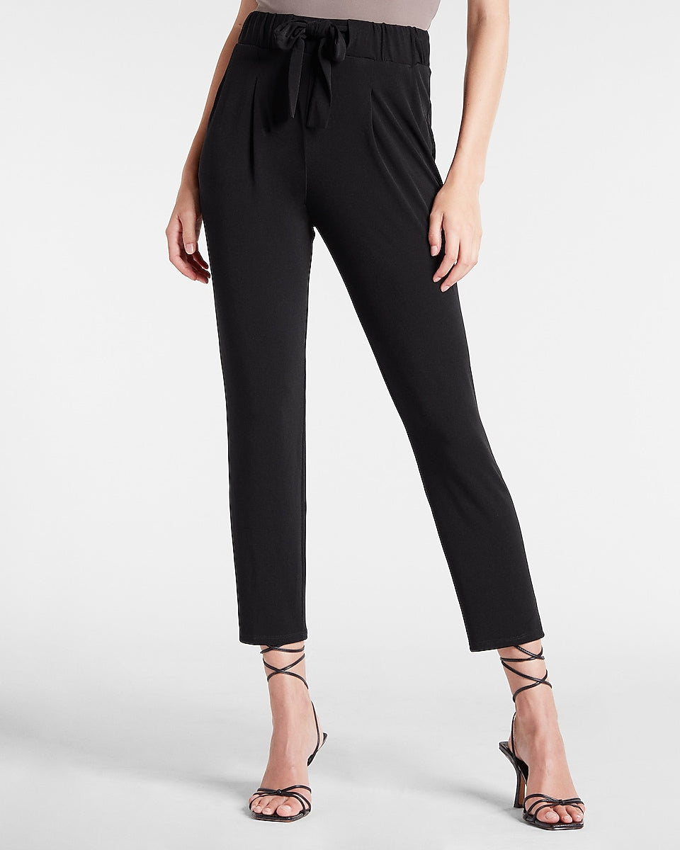 MID-RISE ANKLE PANTS - Black