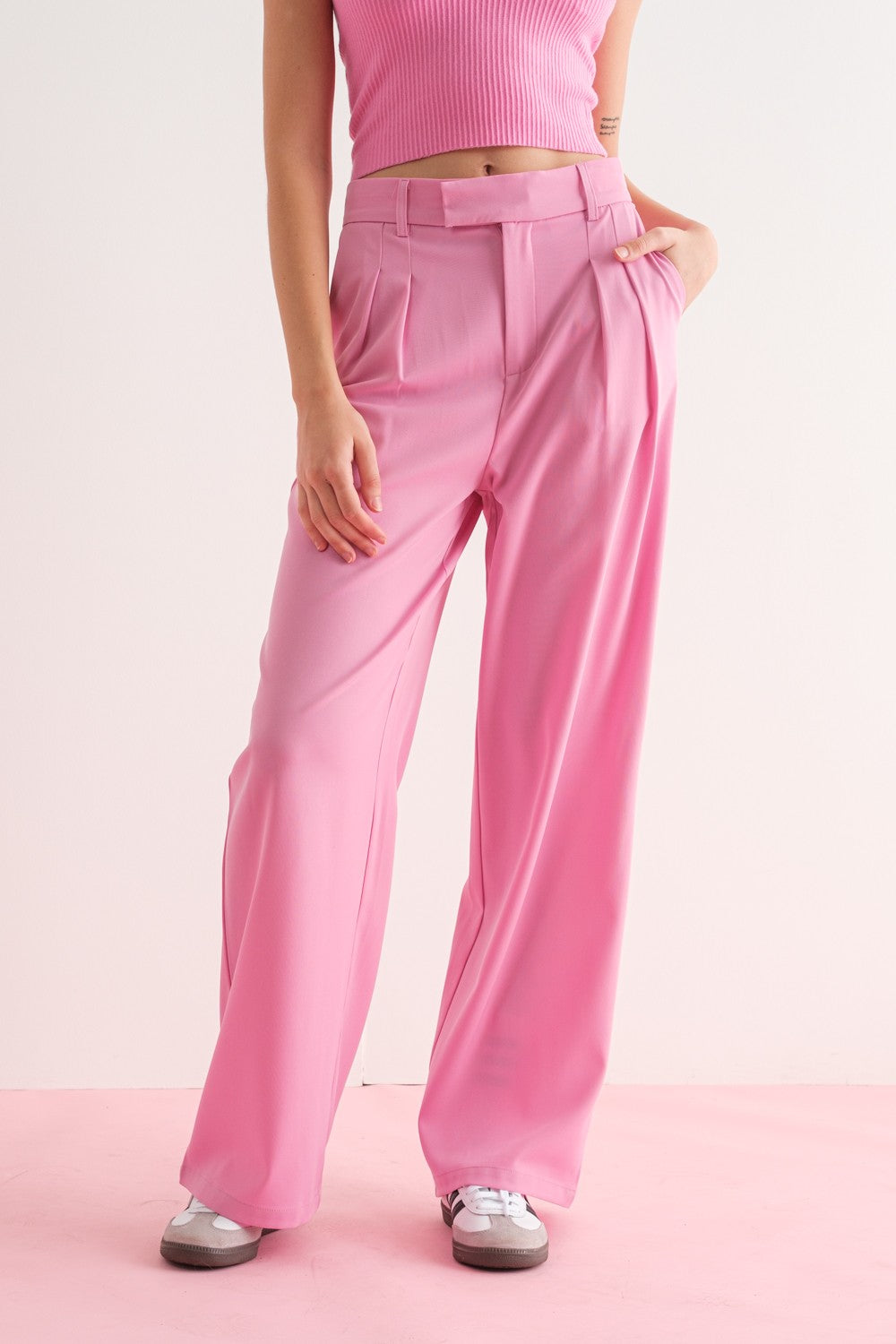 Bright Pink Sandy Slim Leg Trouser | Nobody's Child