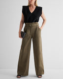 Super High Waisted Belted Paperbag Pant