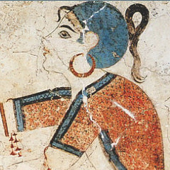 “Saffron Gatherer” from a Minoan fresco in Akrotiri, Santorini. Credit: Public Domain