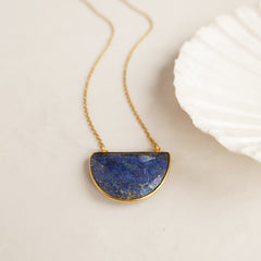 Lapis Lazuli Half Moon Necklace