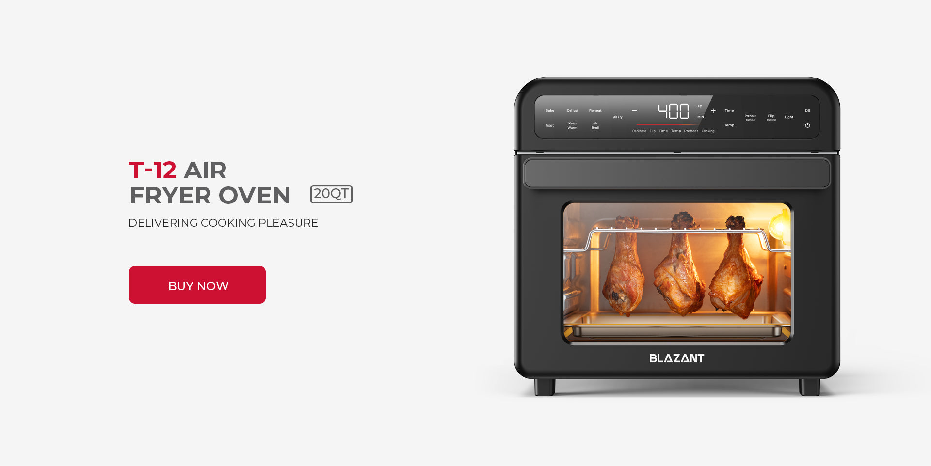 BLAZANT T-12S Toaster Oven Air Fryer Combo, 20QT Smart Digital Touch Screen  Toaster Ovens Countertop, Stainless Steel, Even and Fast Heating, Perfect