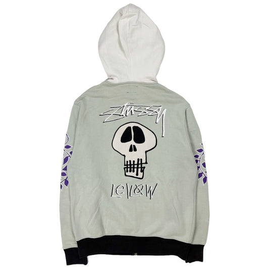 Stussy Yellow Skull & Crossbones Graphic Monogram Zip-Up Hoodie [M]