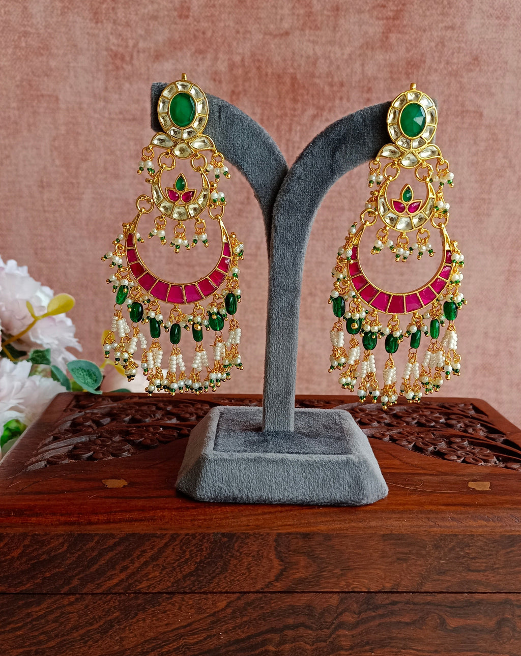 Accessorize London Women's Pink Kundan Earrings - Accessorize India