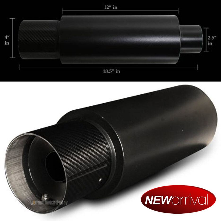 Honda Accord N1 Weld On Flat 4" Carbon Tip 3" Inlet BLK Muffler Exhaust Silencer
