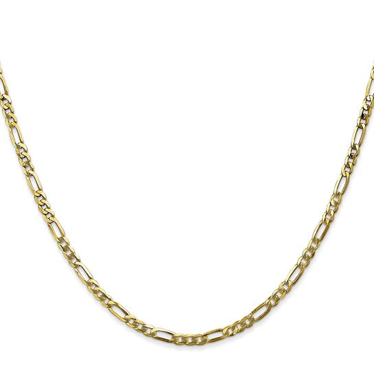 10KT YELLOW GOLD 2.75MM FLAT FIGARO CHAIN NECKLACE - 6 – GDS