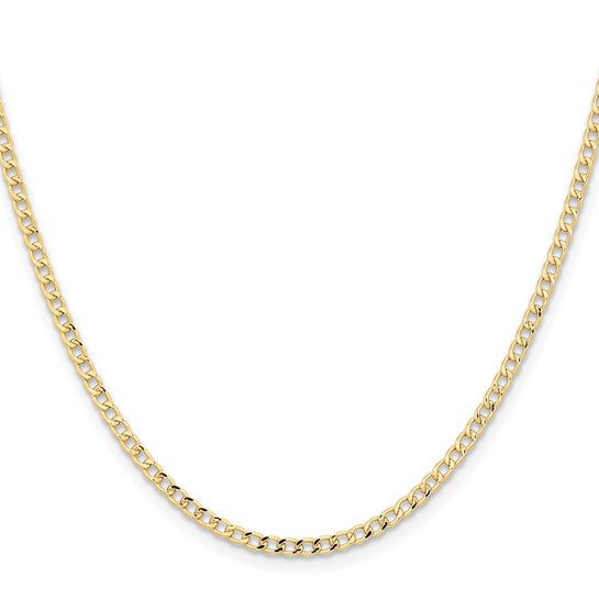 14KT YELLOW GOLD 2.5MM SEMI SOLID CURB CHAIN - 6 LENGTHS 16 Inch,18 ...