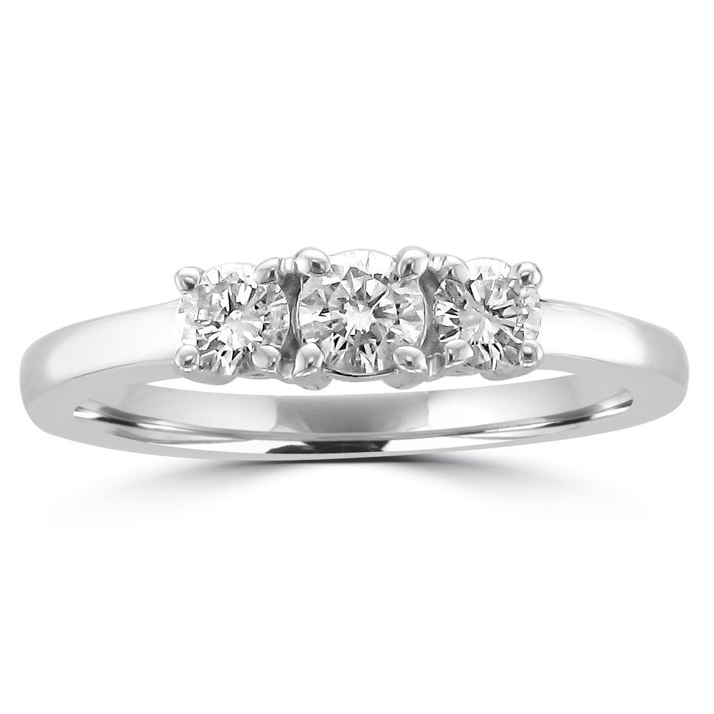 14K White Gold Ring w/ 3 Round Diamonds 001-130-00476, Bluestone Jewelry