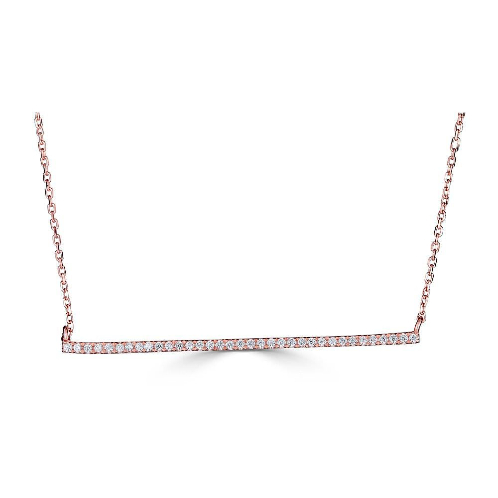 10K Rose Gold Horizontal Bar 1/4 Ctw Diamond Pendant Necklace (I-J Color,  I2-I3 Clarity), 16