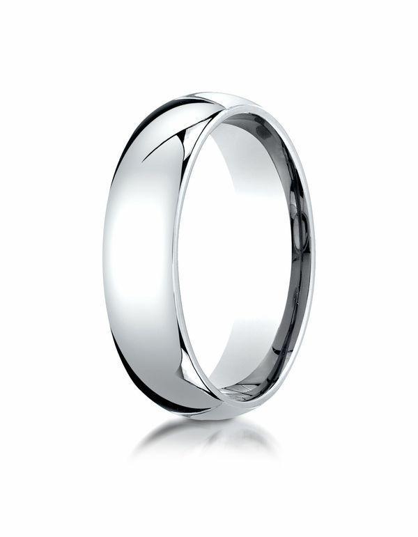 6MM 14K WHITE GOLD SUPER LIGHT COMFORT FIT MENS WEDDING BAND