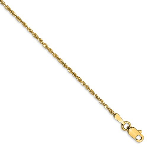 14KT YELLOW GOLD 1.5MM EXTRA LIGHTWEIGHT ROPE BRACELET-4 LENGTHS 6 Inch ...