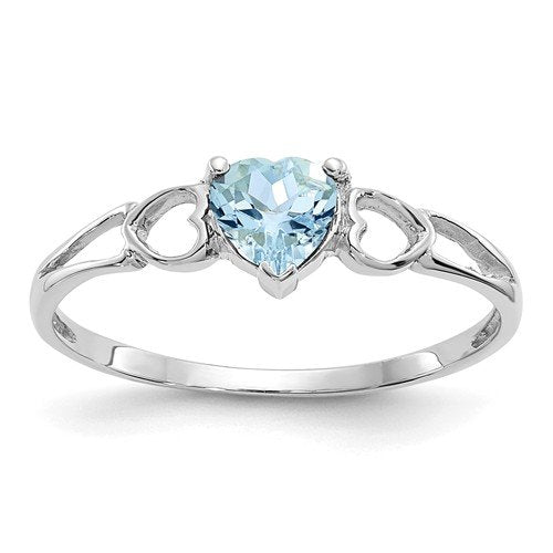 14KT GOLD 0.40 CT HEART AQUAMARINE RING 4 / White,4.5 / White,5 / White ...