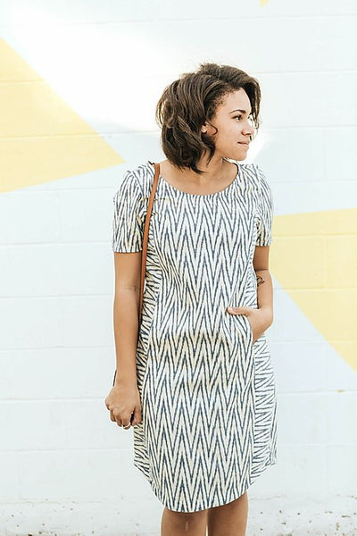The Sew Liberated Stasia Dress in Striped Cotton Knit - The