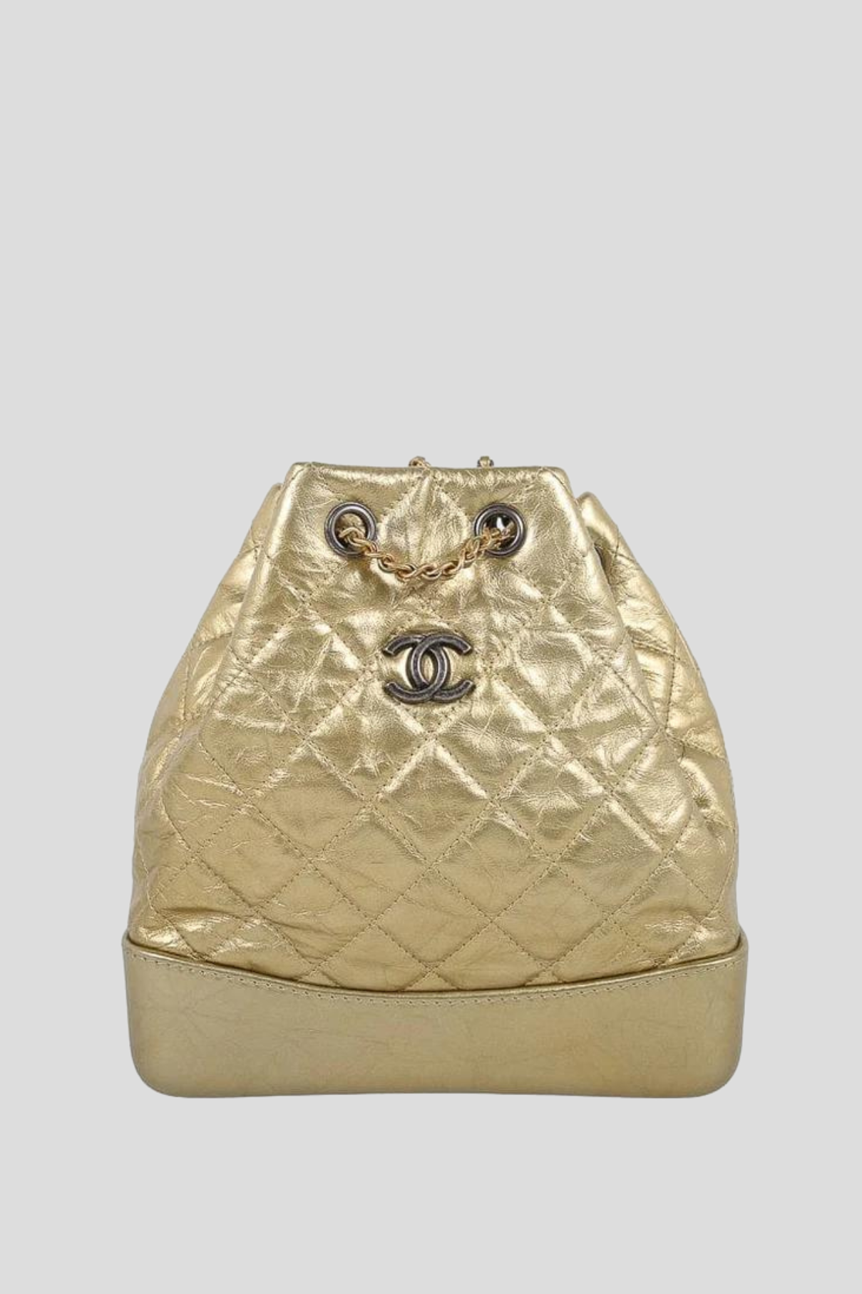 CHANEL Metallic Aged Calfskin Quilted Gabrielle Backpack Gold 255483