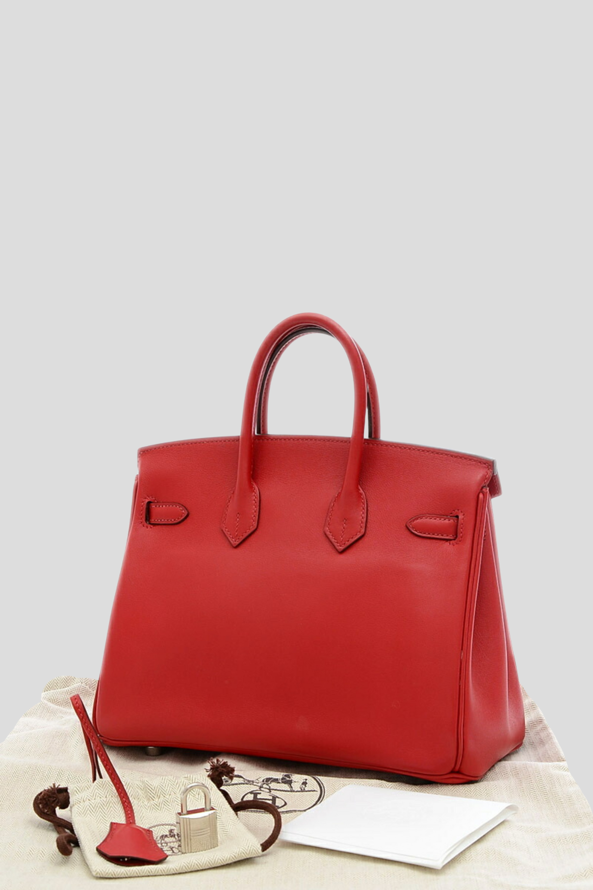 NEW HERMES ROUGE H RED BIRKIN 25 BOX LEATHER SELLIER GHW BAG HANDBAG TOTE  RARE