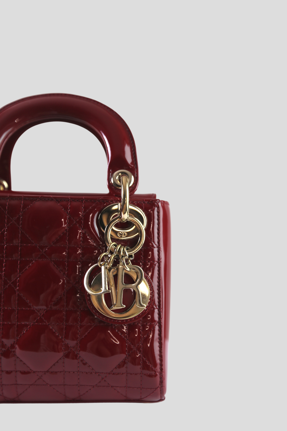 Mini Lady Dior Bag Cherry Red Patent Cannage Calfskin  DIOR