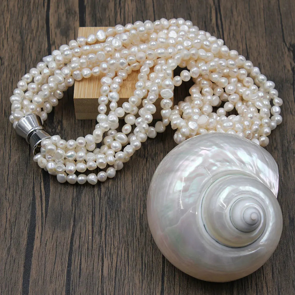 GuaiGuai Jewelry 7 Strands Real Freshwater White Keshi Pearl Necklace