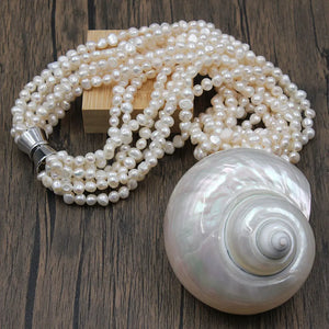 GuaiGuai Jewelry 7 Strands Real Freshwater White Keshi Pearl Necklace - Your Beauty Matters