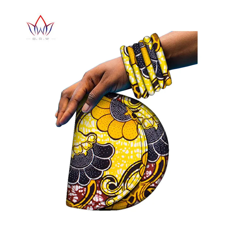 BRW Brand Large Ankara Kente Handmade Bangles and Matching Bag