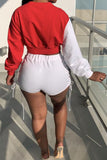 Sportswear Print Hollowed Out Split Joint Frenulum O Neck Long Sleeve Two Pieces
