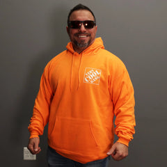 Keep warm on the job-site with safety orange hoodie from VCG Construction