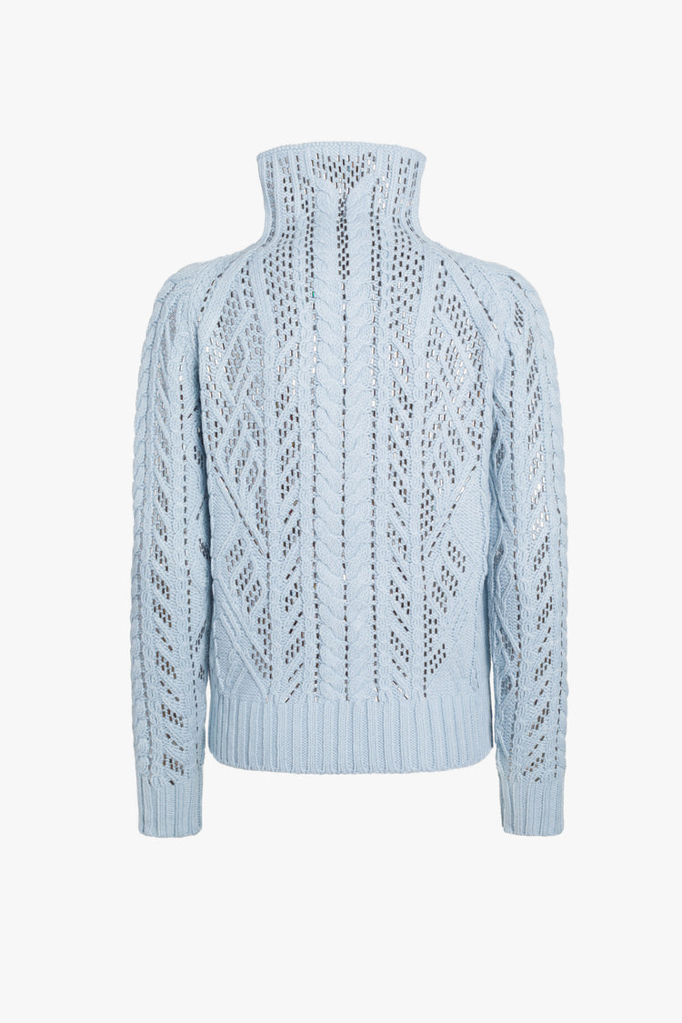 Turtleneck sweater with all-over crystals