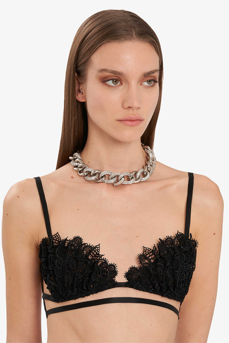 Crystal-adorned curb chain necklace