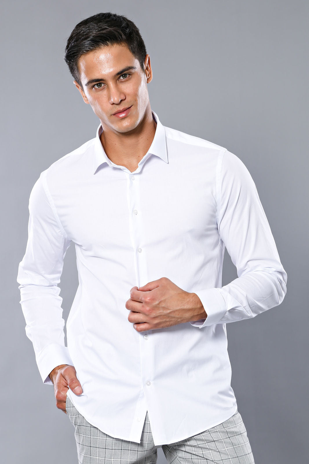 Stretch Cotton White Dress Shirt – OPARI