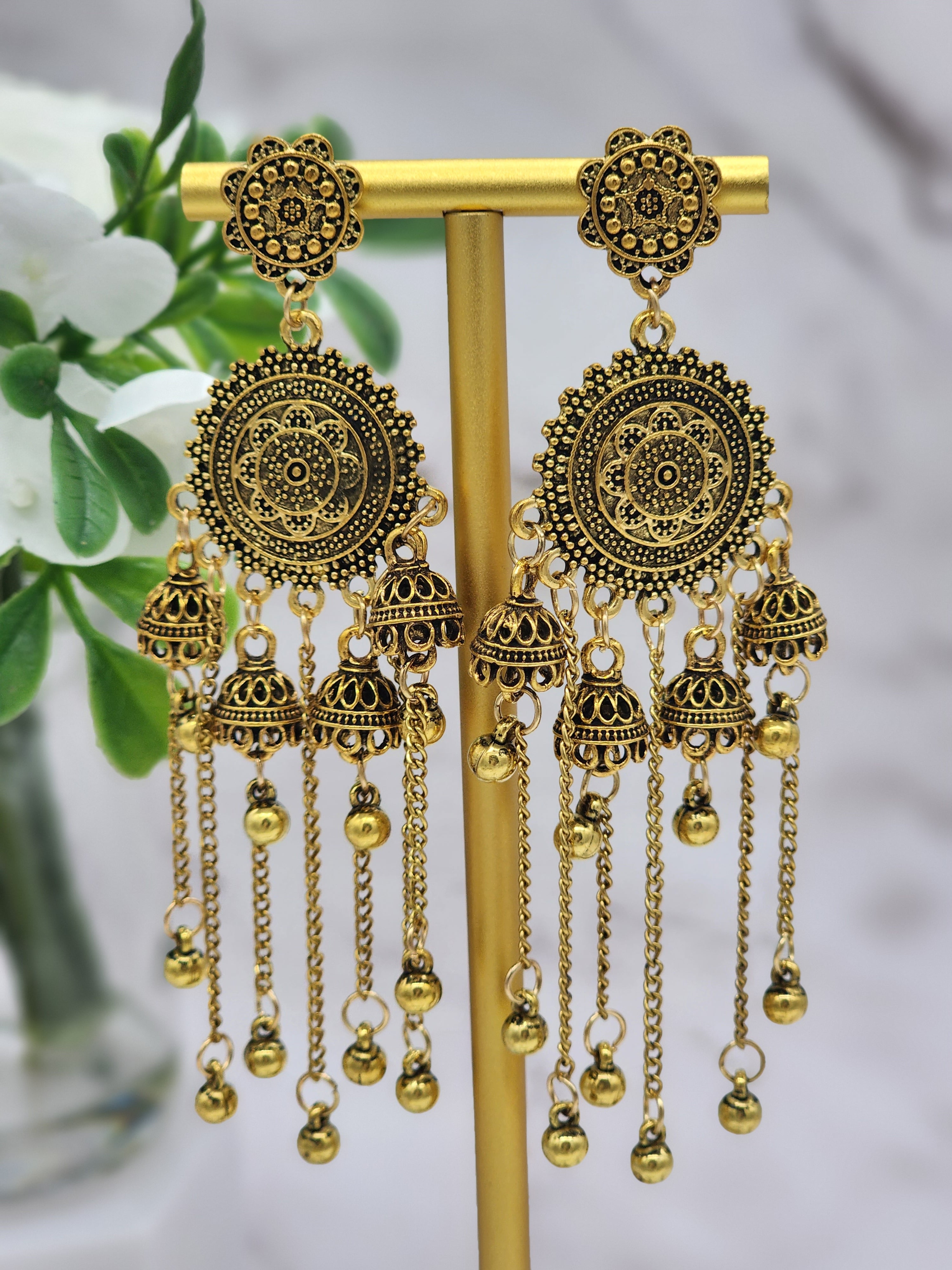 Traditional Jewellery 22k Gold Diamond Polki Jhumka Earrings