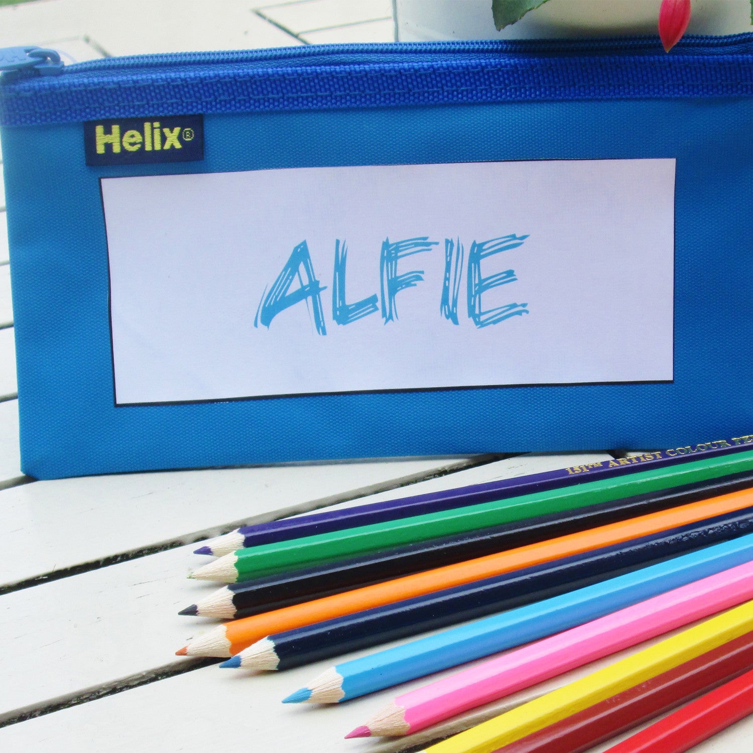 personalised pencil case and pencils