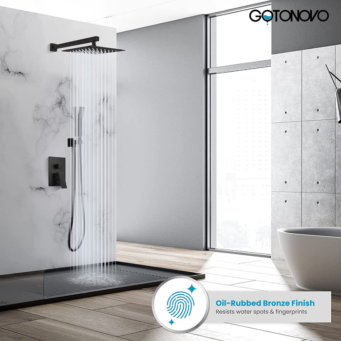 Gotonovo 10 Inch Rainfall Shower System Oil Rubbed Bronze With Pressur 