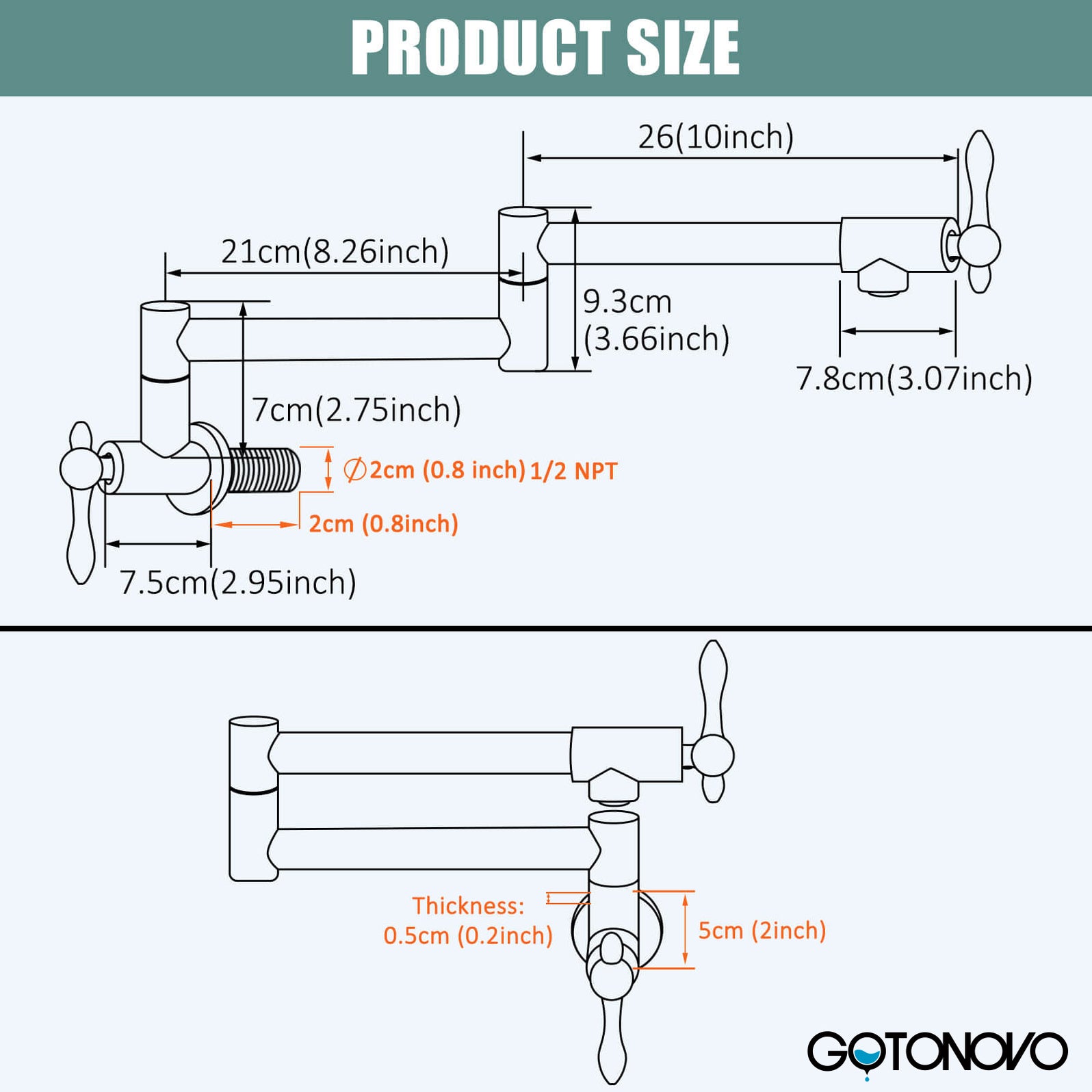 Stainless Steel SUS304 Pot Filler Faucet Double Joint Spout Stretchabl ...