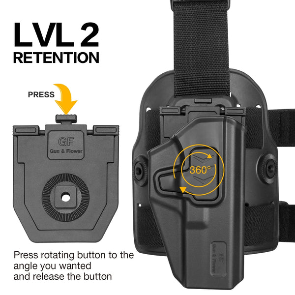 Drop Leg Platform w/ Level 2 OWB Holster, Fit Sig P320 Compact 9mm/.40, Sig P320 Subcompact 9mm/.40, Sig P320 M18 Carry 3.9'', P320 X-Carry / XCompact, Right Hand | Gun & Flower