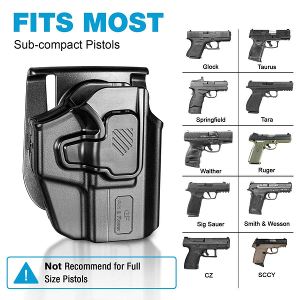 Universal Holster for Sub-Compact Pistol, OWB Holster Fits Glock 43X MOS, G43X, Sig P365 XMacro P365XL P365, Taurus G3C G2C GX4, SCCY CPX 2 Gen3, Hellcat Pro, Ruger Security 9 SR9, Level II Retention|Gun & Flower