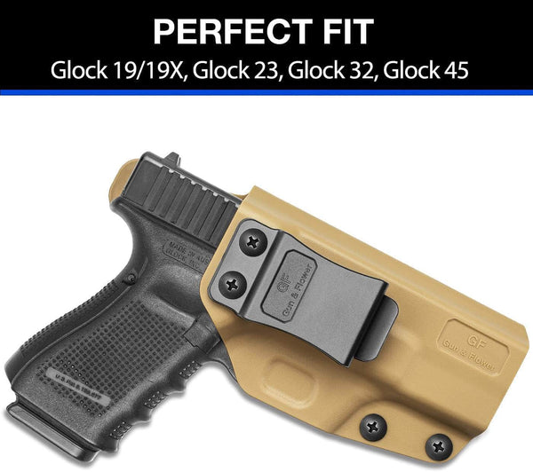 Gun & Flower Polymer IWB Holster Right Glock 19/19X/23/32/45(Gen 5/4/3) Polymer IWB Tan Holster