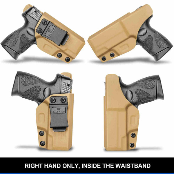 Gun & Flower Polymer IWB Holster Right Taurus G2C/G3C/ Taurus Millennium G2 PT111/PT140 Polymer IWB Holster in Tan