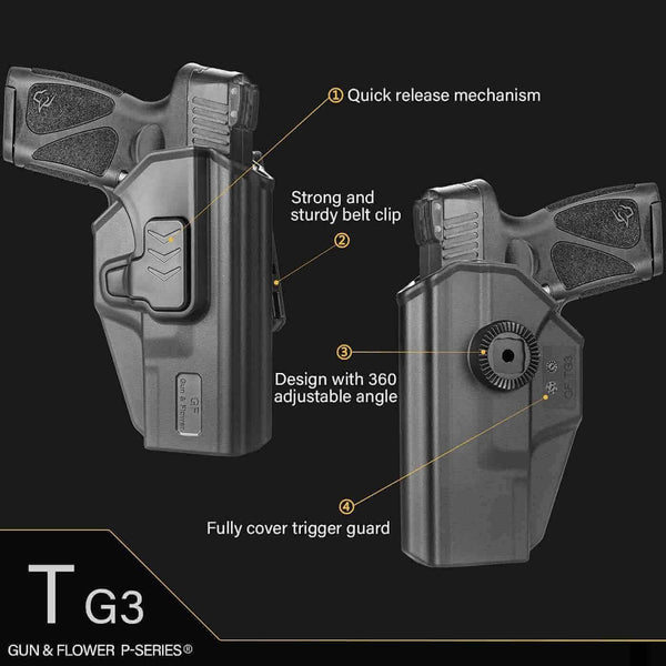 Gun & Flower Polymer OWB Holster Right Taurus G3 OWB Polymer Holster with Belt Adapter