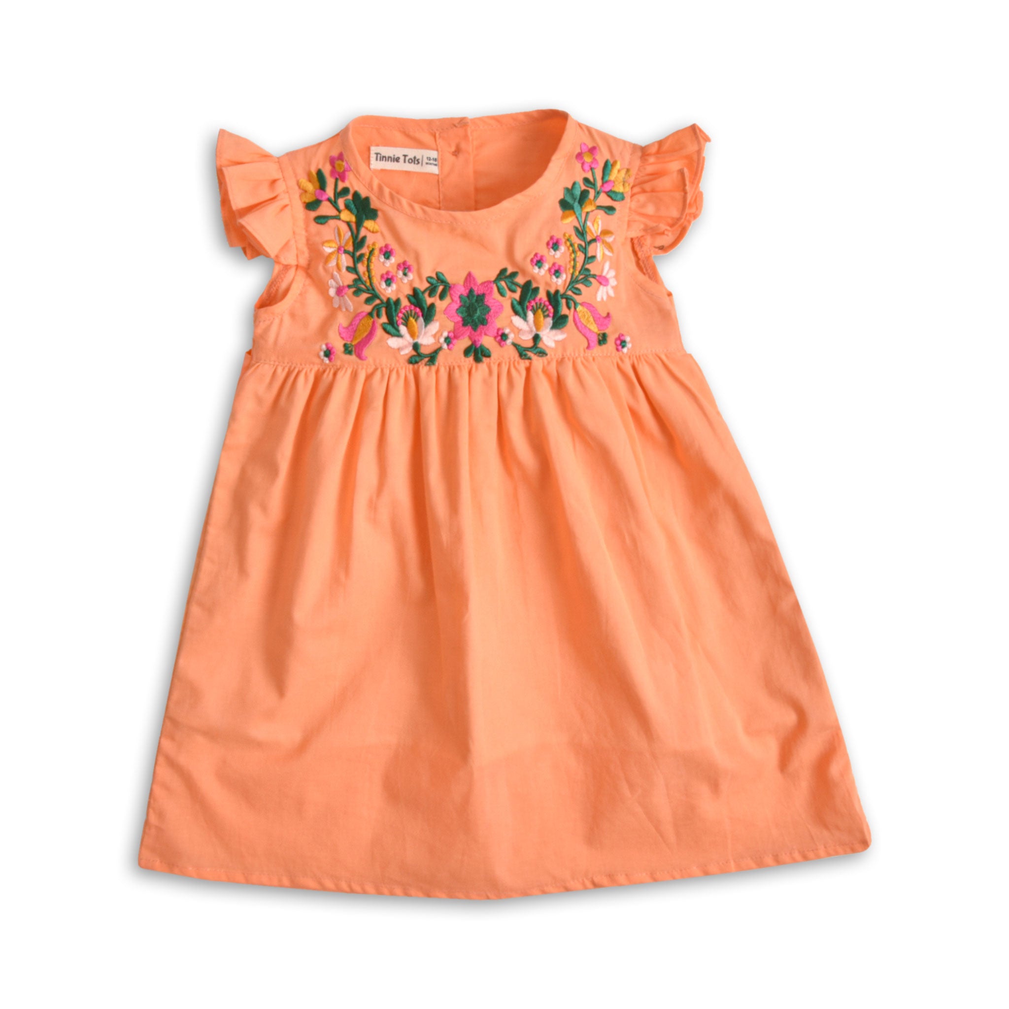 Orange Embroidered Frock – Tinnie Tots