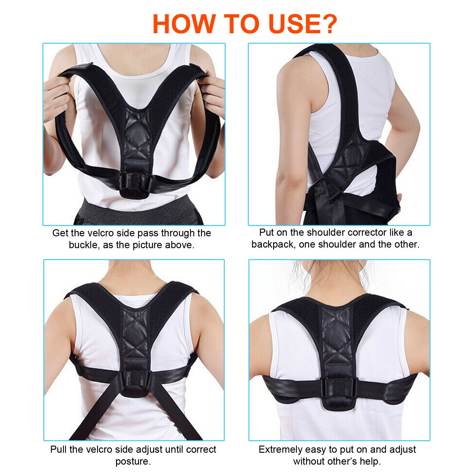 Posture Corrector Belt for Back, Rounded Shoulders & Neck Hump – Pain ...