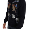 Blue Cowboy Roses V-neck Cashmere Sweater
