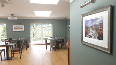 The Forbes Arms Hotel Restaurant at the bridge of Alford furnished with Scottish landscape art by local Aberdeenshire artist Howard butterworth